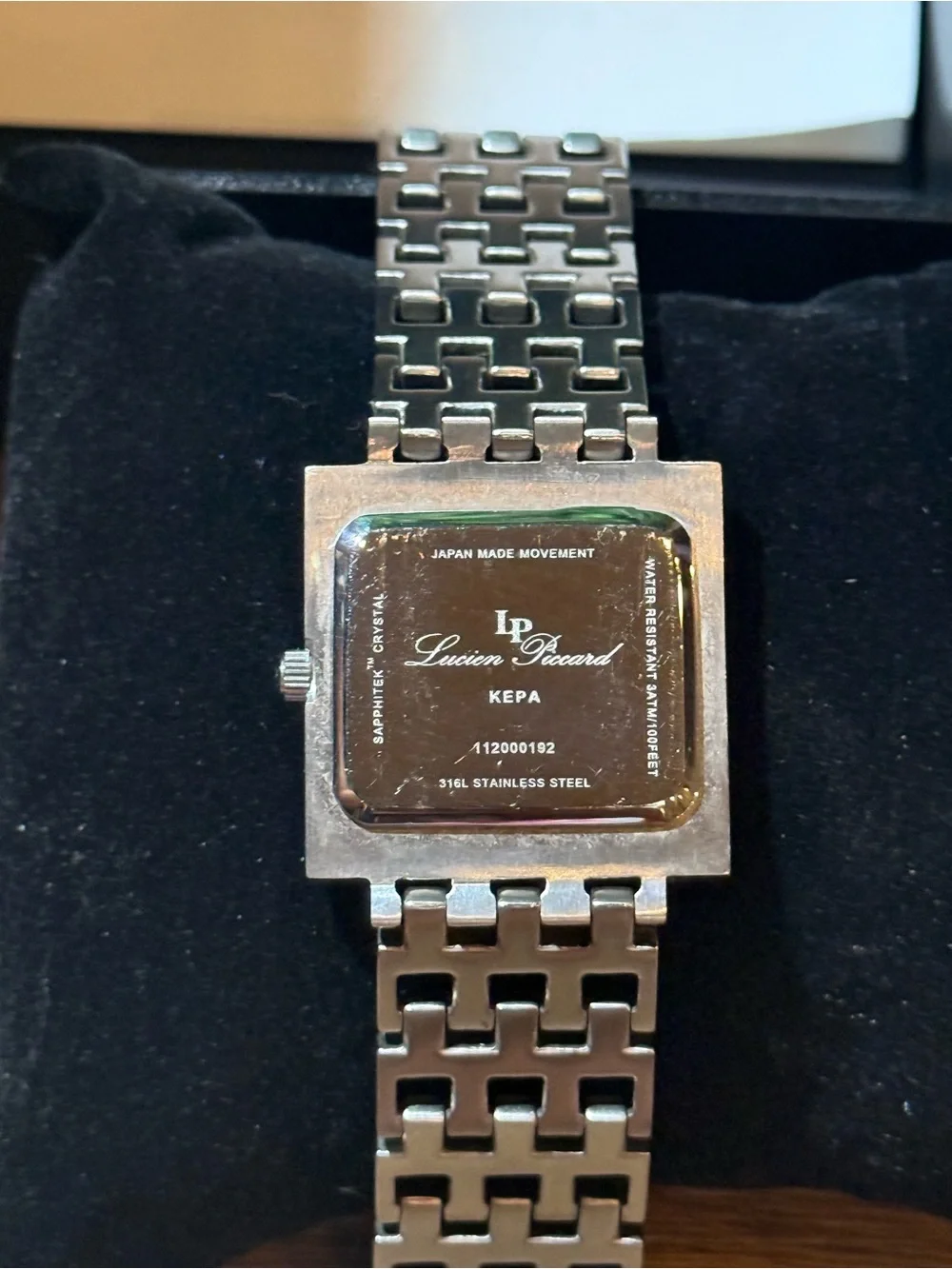 Lucien Piccard Women’s Stainless Steel Mother of Pearl Watch Diamond Accent Box